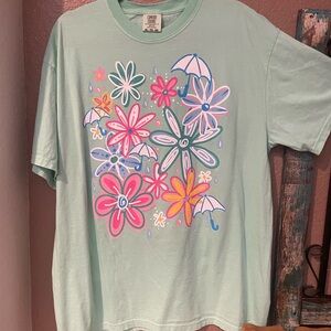 Comfort Colors Floral Graphic T-Shirt in Mint
